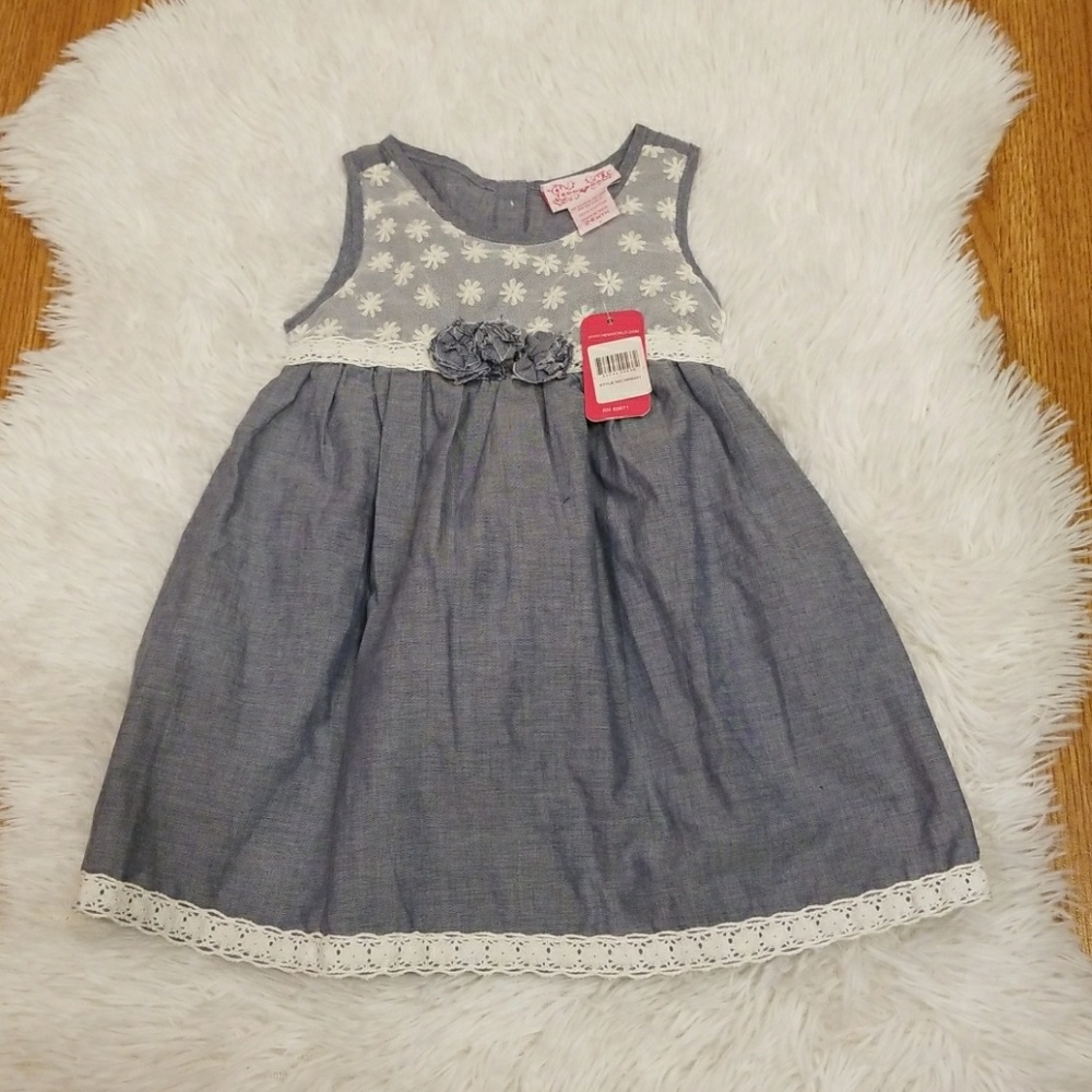 24 months NWT denim and lace dress